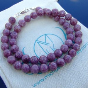 Lepidolite Natural Gemstone Necklace 8mm Beaded 16-30inch Michael's UK Jewellery