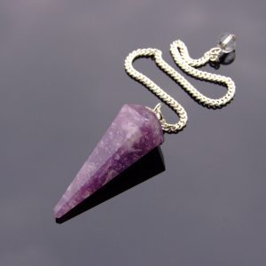 Lepidolite Pendulum Natural Gemstone for Dowsing Scrying Divination Meditation Michael's UK Jewellery