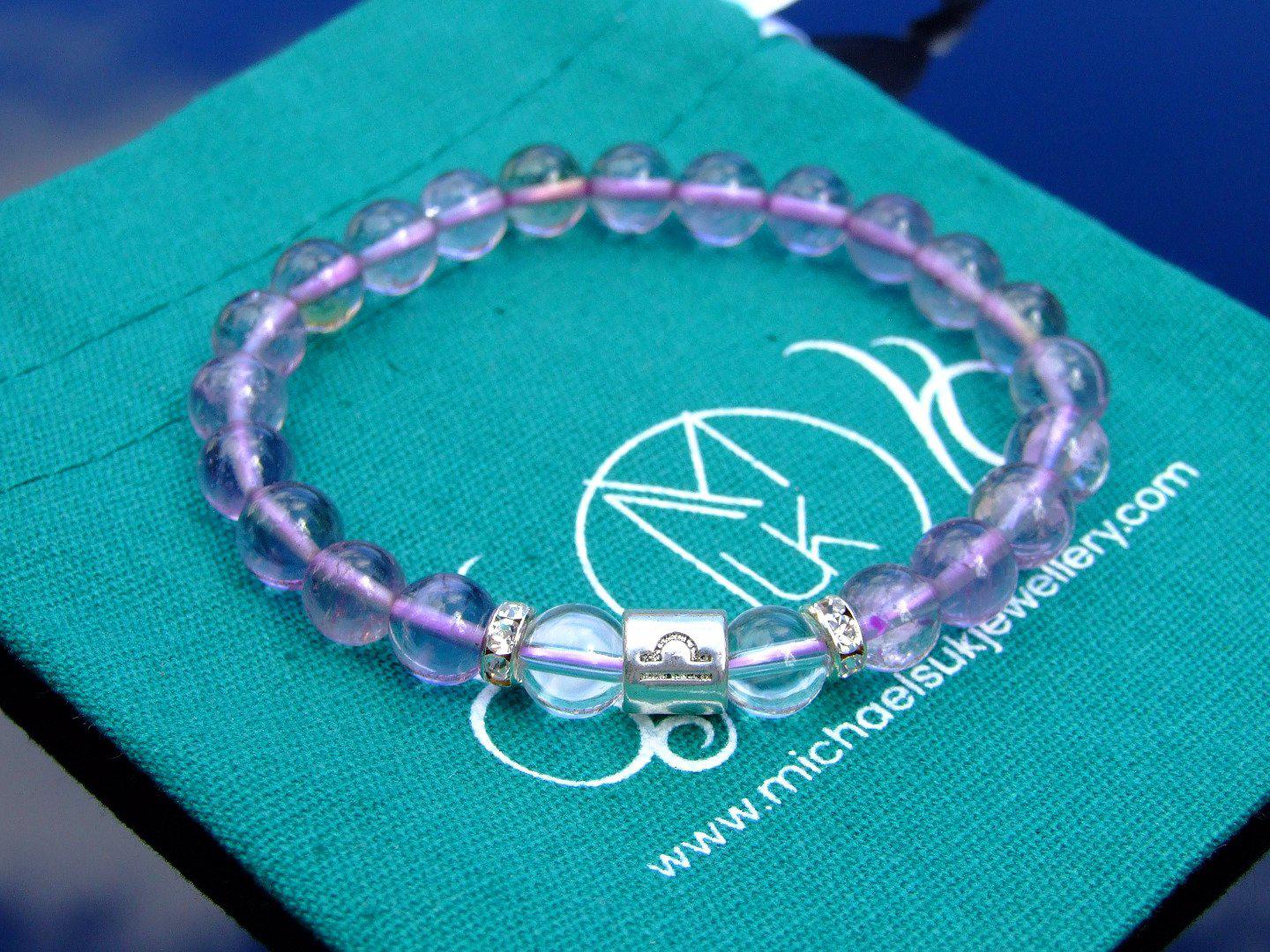 Libra Ametrine Birthstone Bracelet 6-9'' Elasticated Michael's UK Jewellery