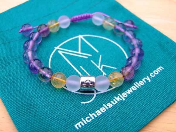Libra Ametrine Citrine Birthstone Bracelet 6-9'' Macrame Michael's UK Jewellery
