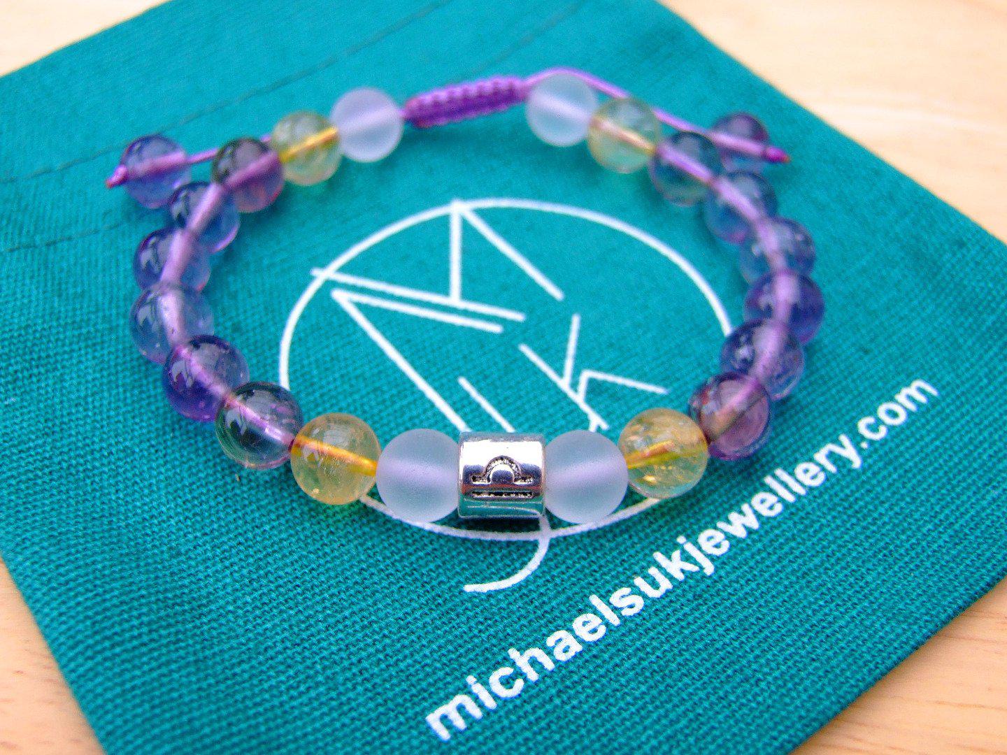 Libra Ametrine Citrine Birthstone Bracelet 6-9'' Macrame Michael's UK Jewellery