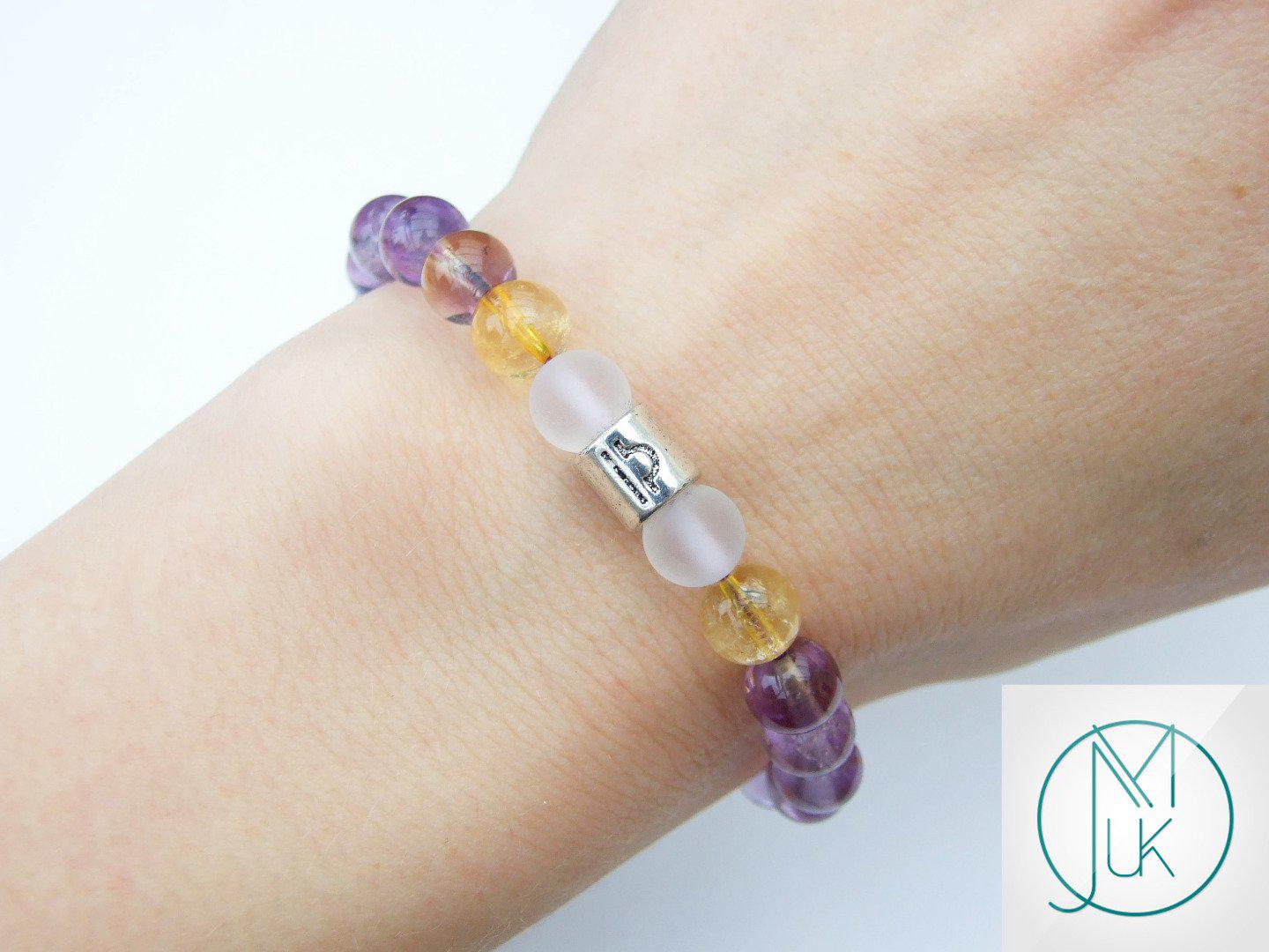 Libra Ametrine Citrine Birthstone Bracelet 6-9'' Macrame Michael's UK Jewellery