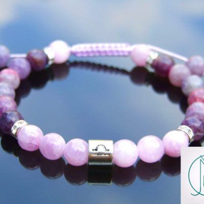 Libra Kunzite Tourmaline Birthstone Bracelet 6-9'' Macrame Michael's UK Jewellery