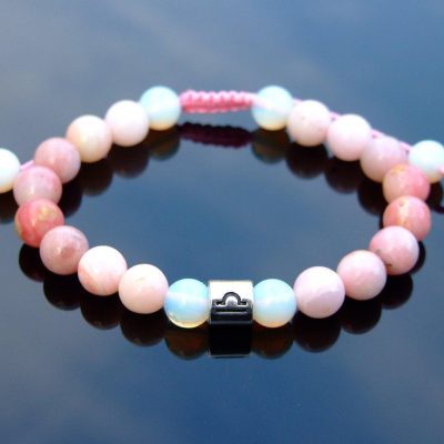 Libra Pink Opal Opalite Birthstone Bracelet 6-9'' Macrame Michael's UK Jewellery