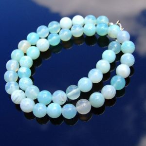 Light Agate Natural Dyed Gemstone Necklace 8mm Beaded 16-30inch Michael's UK Jewellery