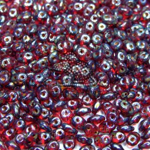 MATUBO Beads SuperDuo Siam Ruby Picasso Silver Transparent TP90080 beads mouse