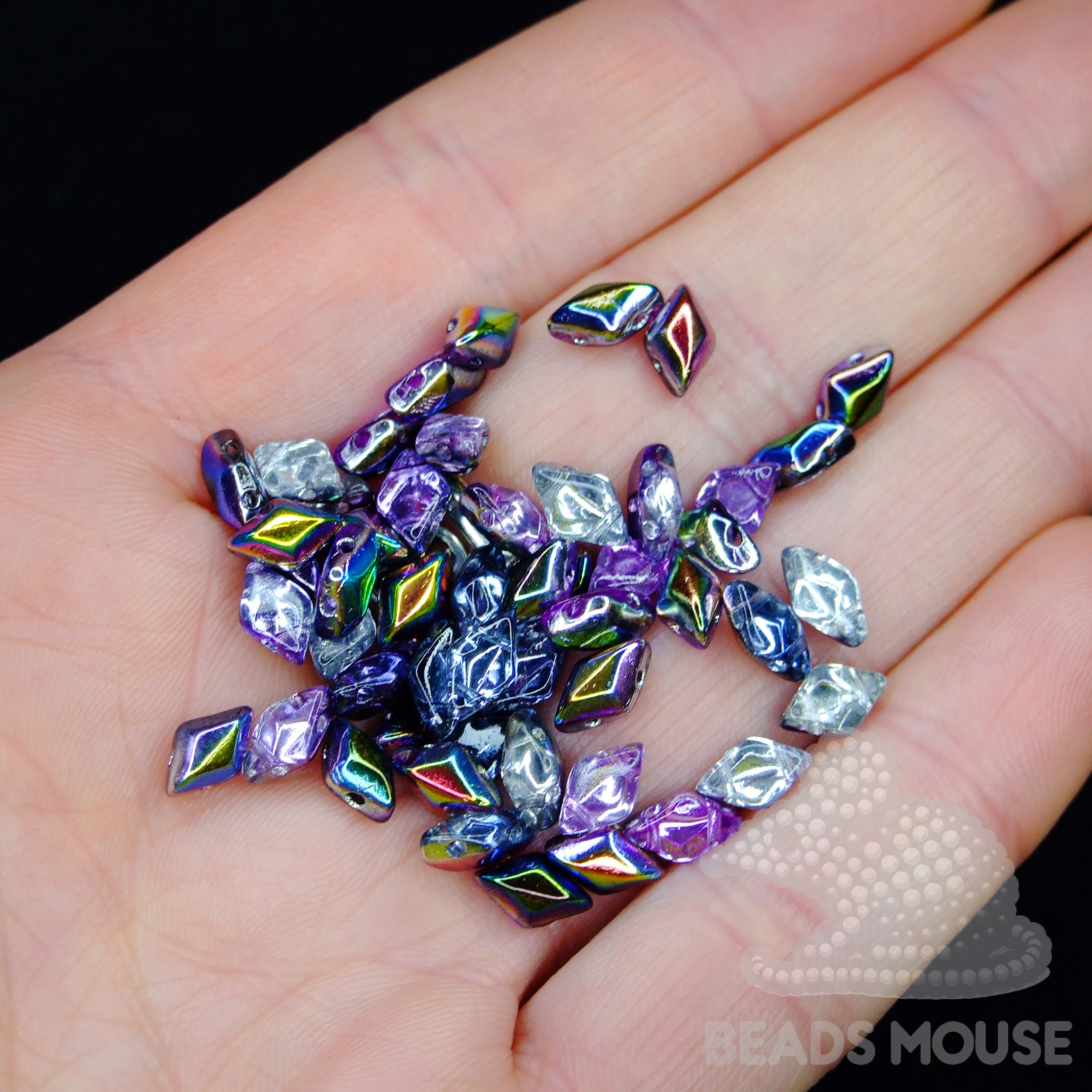 MATUBO GemDuo Beads Magic Line Violet Gray beadsmouse.co.uk