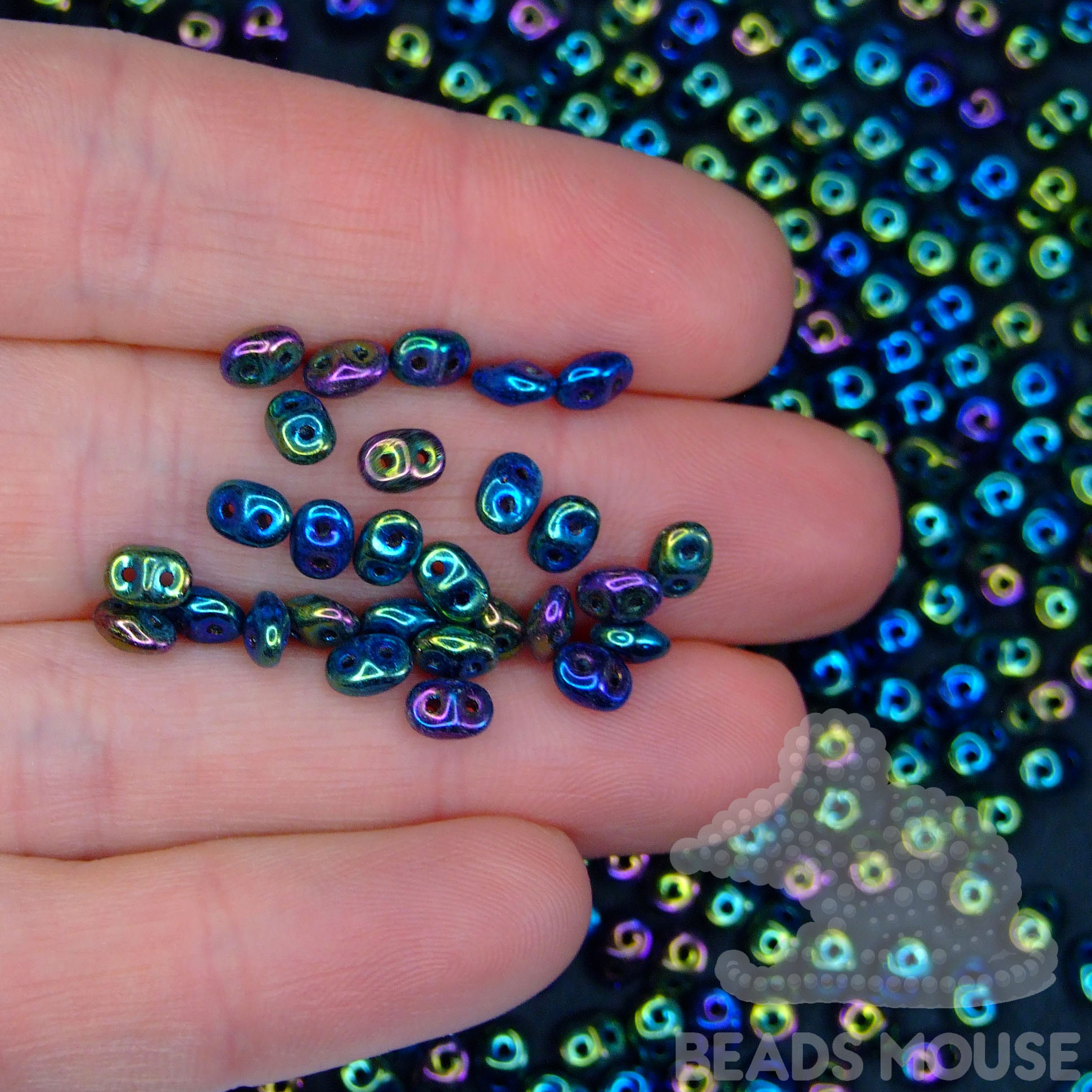 MATUBO SuperDuo Beads IRIS Green beadsmouse.co.uk