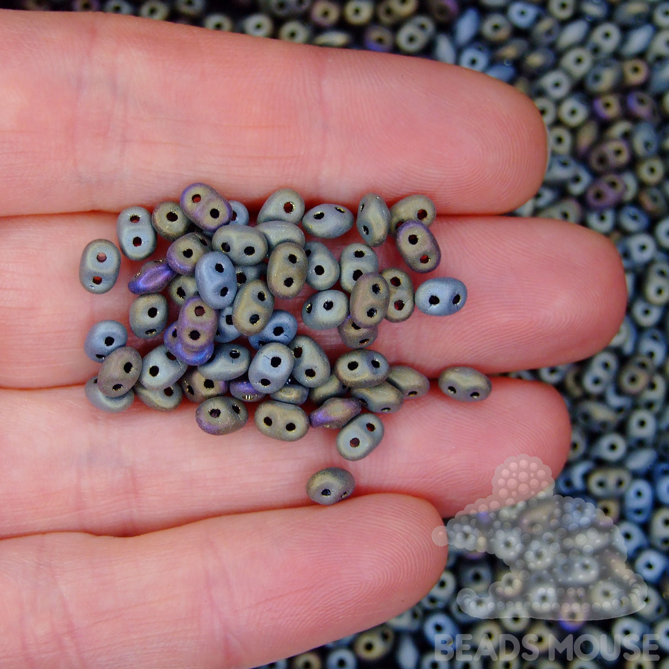 MATUBO SuperDuo Beads Matte IRIS Brown beadsmouse.co.uk
