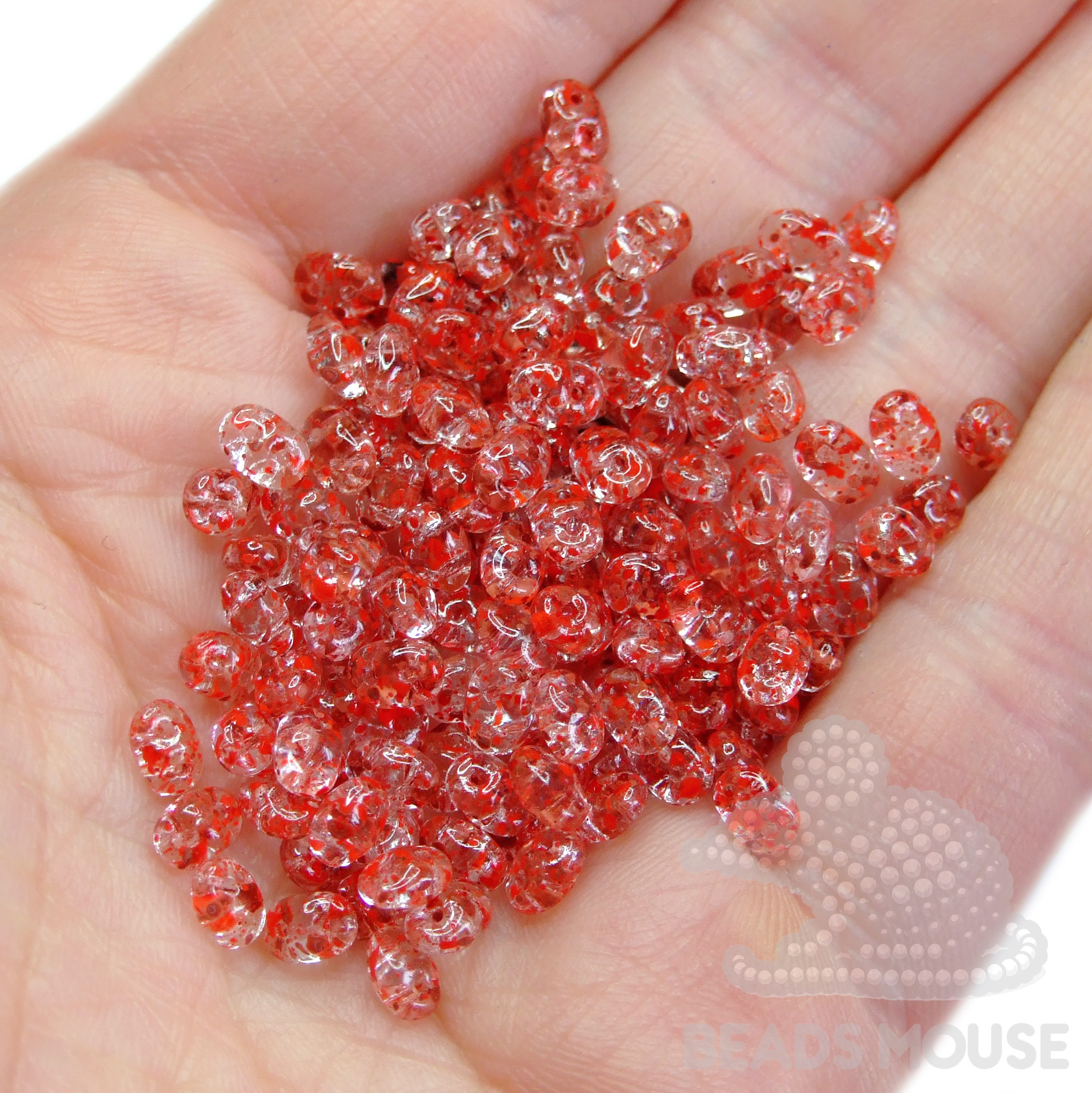 MATUBO™ Beads SuperDuo Confetti Splash Red Pink 24401CR beads mouse