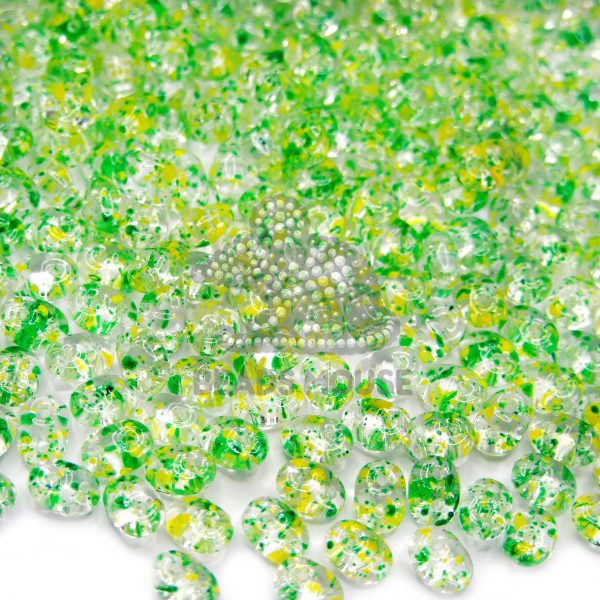 MATUBO™ Beads SuperDuo Confetti Splash Yellow Green 24405CR beads mouse