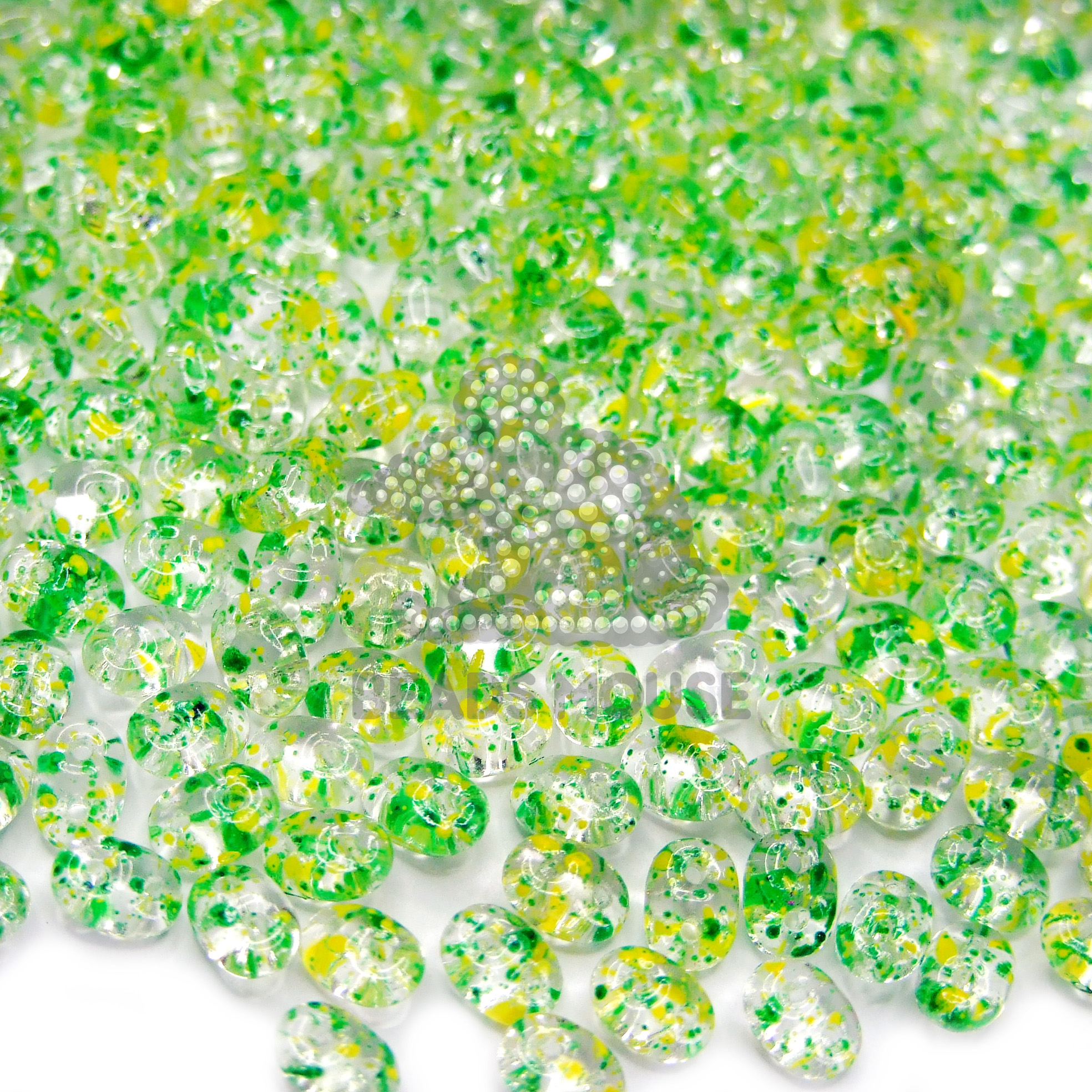 MATUBO™ Beads SuperDuo Confetti Splash Yellow Green 24405CR beads mouse
