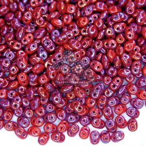 MATUBO™ Beads SuperDuo Nebula Opaque Red Coral beads mouse