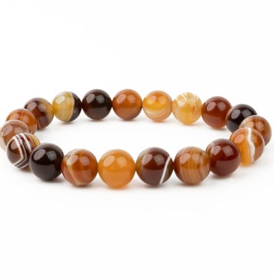 Madagascar Agate Bracelet 10mm Natural Gemstone 6-9'' Elasticated With Box Michael's UK Jewellery