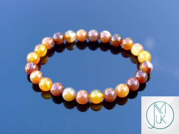 Madagascar Agate Natural Gemstone Bracelet 6-9'' Elasticated Michael's UK Jewellery