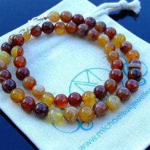 Madagascar Agate Natural Gemstone Necklace 8mm Beaded 16-30inch Michael's UK Jewellery
