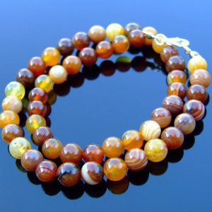 Madagascar Agate Natural Gemstone Necklace 8mm Beaded 16-30inch Michael's UK Jewellery