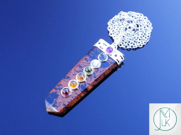 Mahogany Obsidan 7 Chakra Natural Gemstone Pendant Necklace 50cm Michael's UK Jewellery