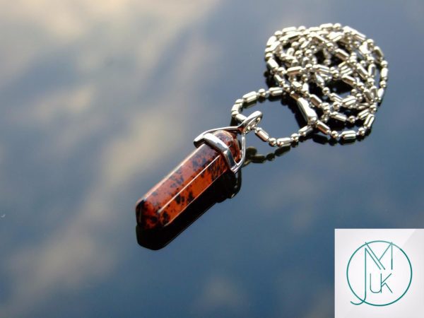 Gemstone Necklace Mahogany Obsidian Natural Point Pendant beads mouse