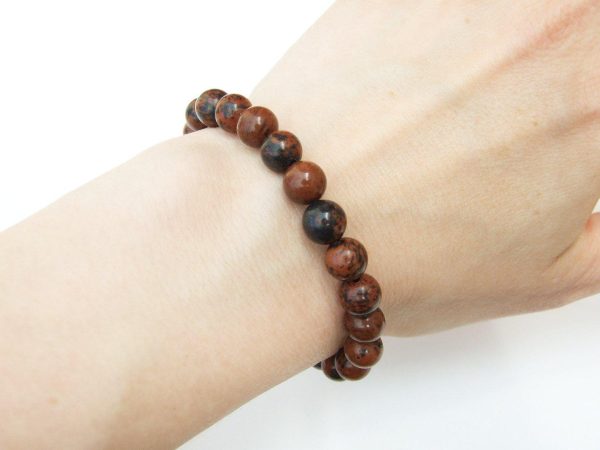 Mahogany Obsidian Natural Gemstone Bracelet 6-9'' Elasticated Michael's UK Jewellery