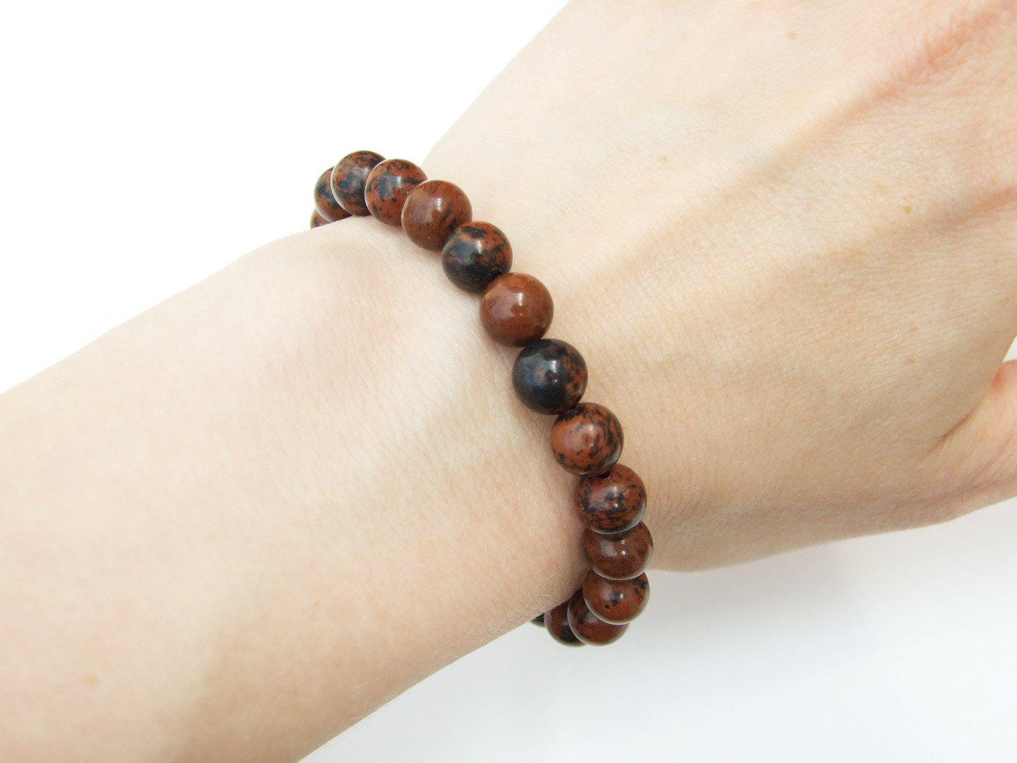 Mahogany Obsidian Natural Gemstone Bracelet 6-9'' Elasticated Michael's UK Jewellery