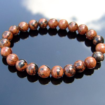 Mahogany Obsidian Natural Gemstone Bracelet 6-9'' Elasticated Michael's UK Jewellery