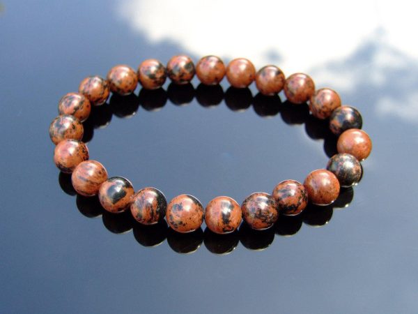 Mahogany Obsidian Natural Gemstone Bracelet 6-9'' Elasticated Michael's UK Jewellery