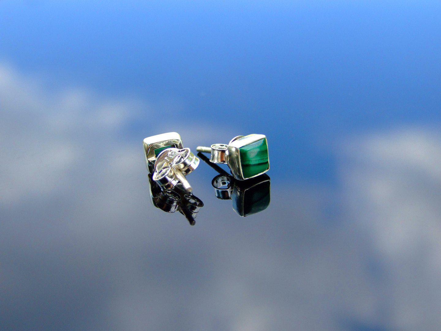 Malachite Natural Gemstone 925 Sterling Silver Earrings Michael's UK Jewellery