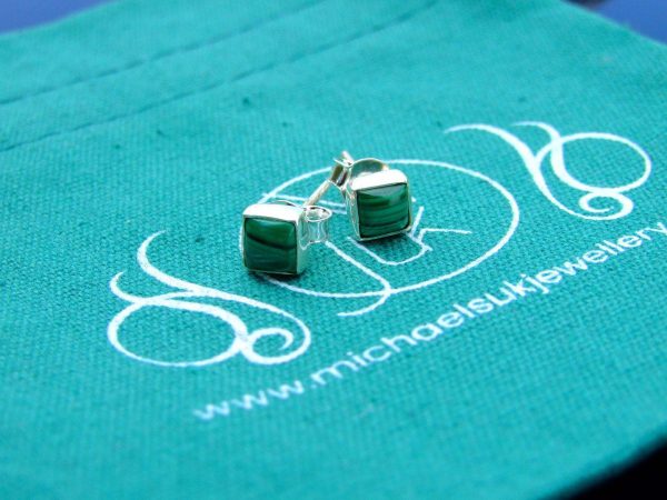 Malachite Natural Gemstone 925 Sterling Silver Earrings Michael's UK Jewellery