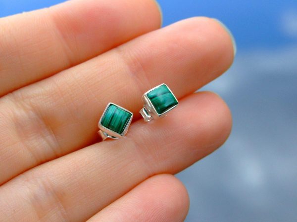 Malachite Natural Gemstone 925 Sterling Silver Earrings Michael's UK Jewellery