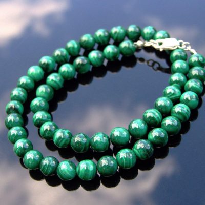Malachite Natural Gemstone Necklace 8mm Beaded 16-30inch Michael's UK Jewellery