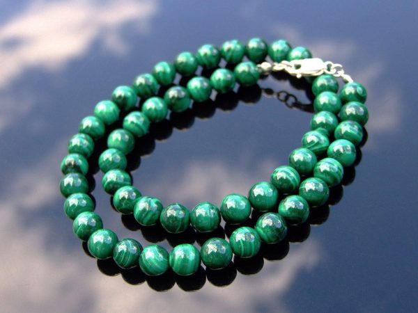 Malachite Natural Gemstone Necklace 8mm Beaded 16-30inch Michael's UK Jewellery