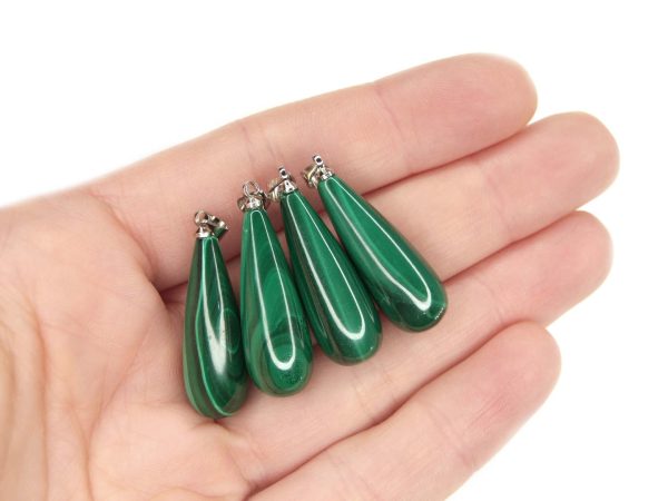 Malachite Necklace Drop Pendant Natural Gemstone with Pouch Michael's UK Jewellery