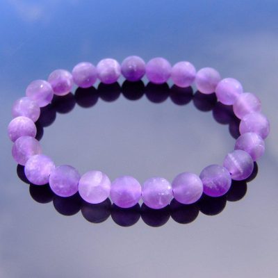 Matte Amethyst Natural Gemstone Bracelet 6-9'' Elasticated Michael's UK Jewellery