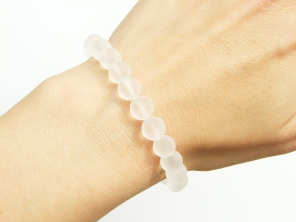 Matted Clear Quartz Natural Gemstone Bracelet 6-9'' Elasticated Michael's UK Jewellery