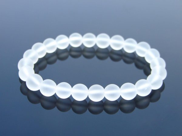 Matted Clear Quartz Natural Gemstone Bracelet 6-9'' Elasticated Michael's UK Jewellery