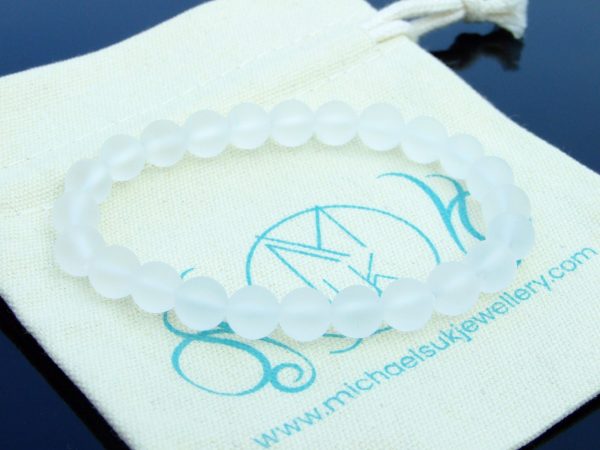 Matted Clear Quartz Natural Gemstone Bracelet 6-9'' Elasticated Michael's UK Jewellery