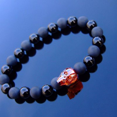 Men's Black Onyx/Matt with Swarovski Crystal 6-9inch Elasticated Michael's UK Jewellery