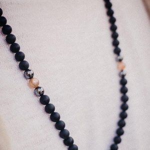 Men's Necklace 8mm Black Sunstone/Onyx Natural Gemstone Necklace 30inch Michael's UK Jewellery