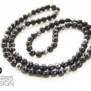Men's Necklace Onyx/Hematite Natural Gemstone 30inch Michael's UK Jewellery
