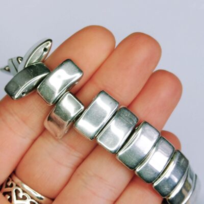 15x Carrier Beads 9x17mm Metallic Silver Labrador Full