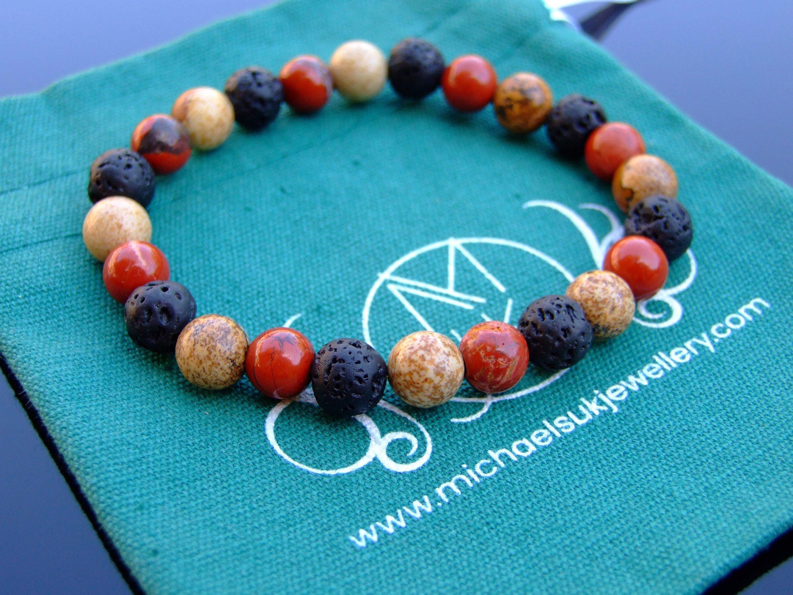 Mix Natural Gemstone Bracelet 7-7.5'' Elasticated Michael's UK Jewellery