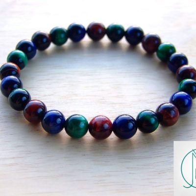 Mix Tigers Eye Natural Gemstone Bracelet  7-7.5'' Elasticated Michael's UK Jewellery