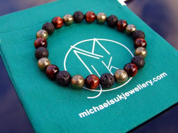 Mix3 Natural Gemstone Bracelet 7-7.5'' Elasticated Michael's UK Jewellery