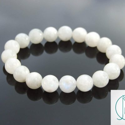 Moonstone 10mm Natural Gemstone Bracelet 6-9'' Elasticated Michael's UK Jewellery