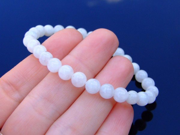 Moonstone Natural 6mm Gemstone Bracelet 6-9'' Elasticated Michael's UK Jewellery