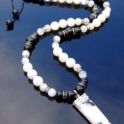Moonstone Tourmaline Crystal Natural Gemstone Macrame Necklace Michael's UK Jewellery