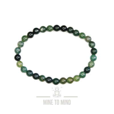 Moss Agate Gemstone Bracelet 6mm minetomind beadsmouse.co.uk