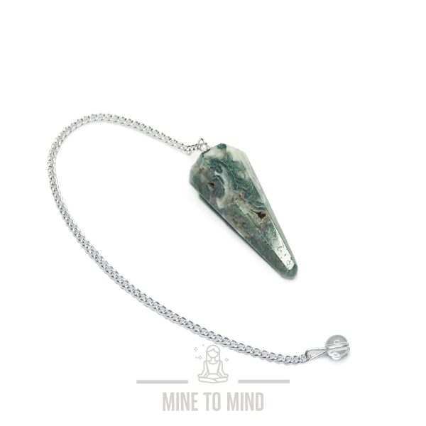 Moss Agate Gemstone Pendulum mine to mind