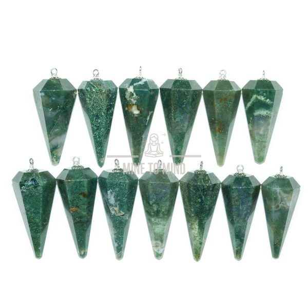 Moss Agate Gemstone Pendulum mine to mind